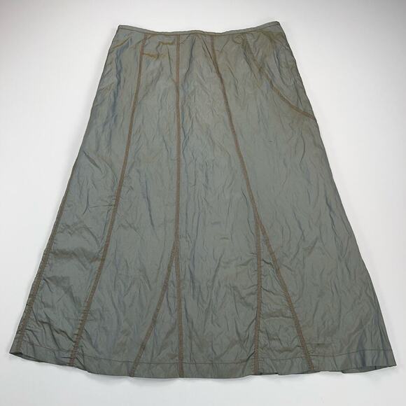 Taifun Collection Iridescent Taffeta Midi A-Line Skirt Sage-Olive Green Size XL - Picture 1 of 12
